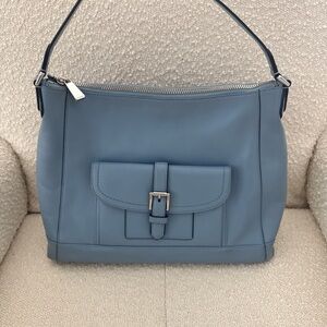 Coach Charlie Blue Leather Shoulder Bag